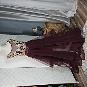 Dress Size 5- Junior's Merlot Asymmetrical Formal Gown